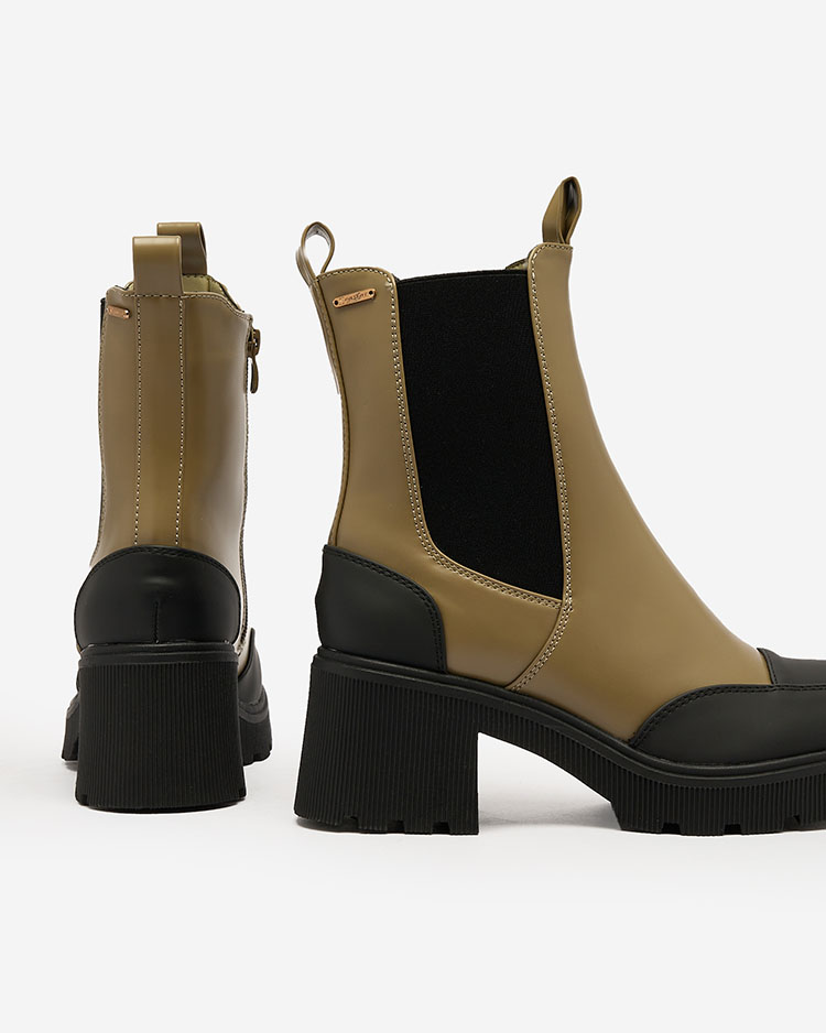 Royalfashion Зелено-черные женские сапоги на шпильке Woylosy