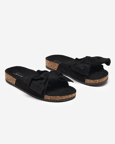 Moteriškos ekologiškos zomšos šlepetės su lankeliu juodos spalvos Dofro- Avalynė