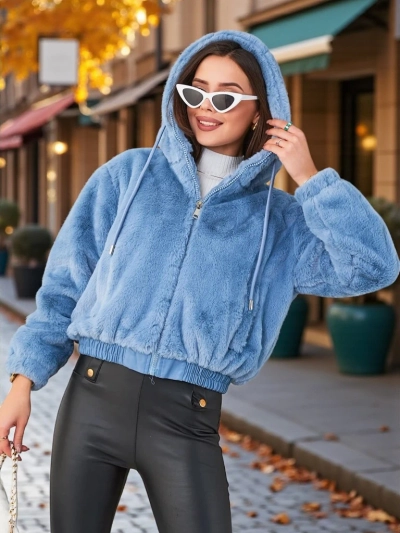 Karališka mada Moteriška dirbtinė kailio striukė