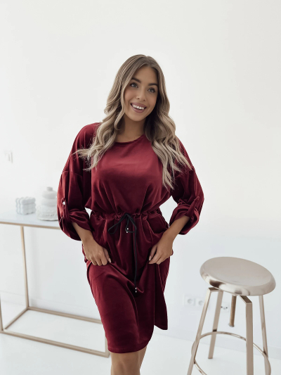 Royalfashion Женское бордовое платье-миди