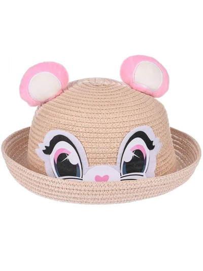 Royalfashion Vaikiška šiaudinė skrybėlė su meškučio akytėmis Vaikiška šiaudinė skrybėlė