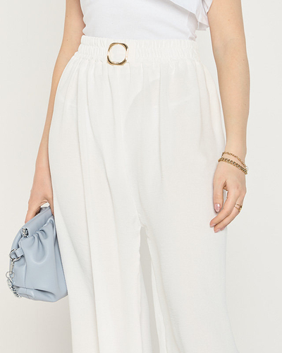Moteriškos baltos plačios palazzo kelnės - Drabužiai
