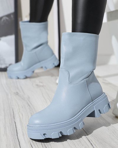 Голубые женские сапоги с утеплением Mekira