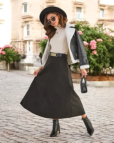 Royalfashion moteriška vidutinio ilgio sijono sijonas a'la odos