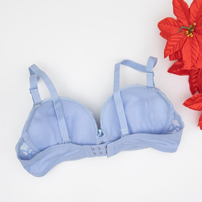 Mėlyna paminkštinta liemenėlė su nėriniais push up - Apatiniai drabužiai