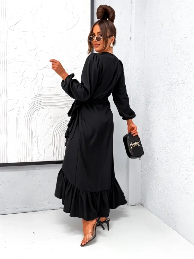 Royalfashion Связанное женское миди-платье с рюшами