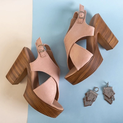 OUTLET Розовые женские босоножки на высокой стойке Inga - Обувь