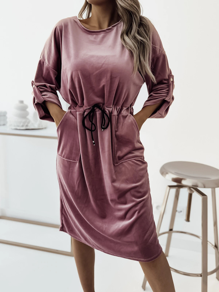 Royalfashion Женское розовое платье-миди