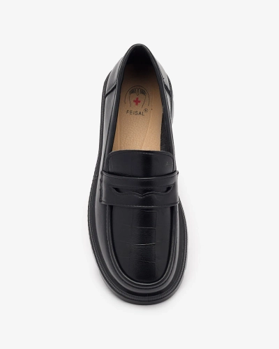 Женские мокасины из экокожи черного цвета Raffiv- Footwear