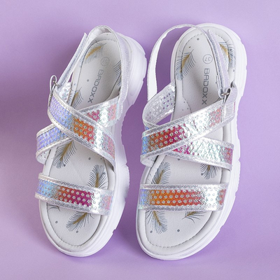 Серебряные детские голографические босоножки Onela