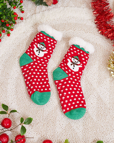 Raudonos moteriškos kojinės su kalėdiniu raštu - Apatinis trikotažas