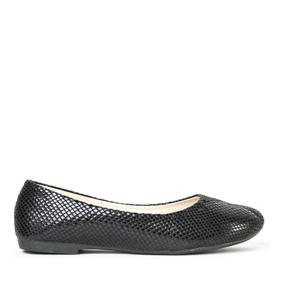 Klasyczne czarne baleriny a'la skóra węża Leonor - Obuwie