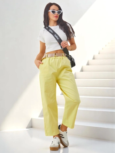 Royalfashion Хлопковые прямые женские брюки ткань