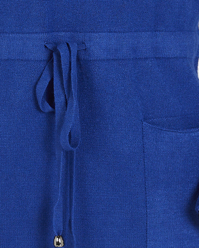 Темно-синий женский свитер-туника с капюшоном с капюшоном