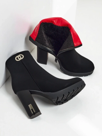 Botki Stella Czarne Eleganckie z Obcasem