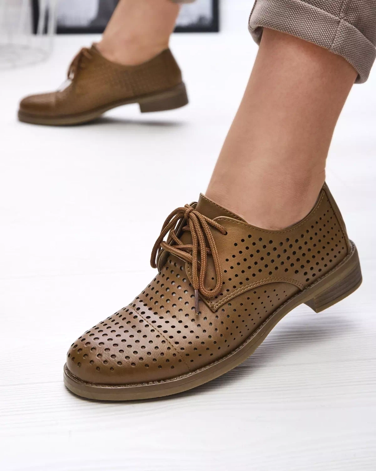 Ажурные коричневые женские полуботинки из эко-кожи Azedvo- Footwear