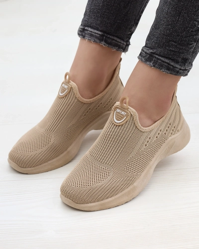 Светло-коричневые женские тканевые спортивные туфли слип on Regika - Обувь