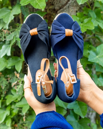 Royalfashion Женские темно-синие сандалии с бантом Текстиль Танго