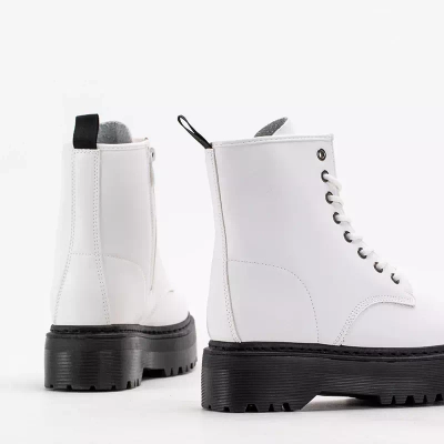 OUTLET Сапоги рабочие белые на массивной Lesya подошве - Обувь