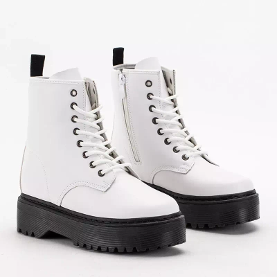 OUTLET Сапоги рабочие белые на массивной Lesya подошве - Обувь