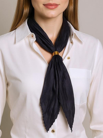 Stylowa apaszka damska Persephone, czarny szal z poliestru, 69x66 cm