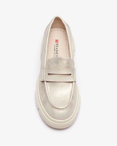 Золотые женские мокасины из экокожи Sepop- Footwear
