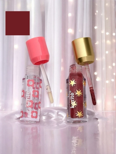 Блеск с блестками и бесцветный блеск 2в1 Fiercely Red