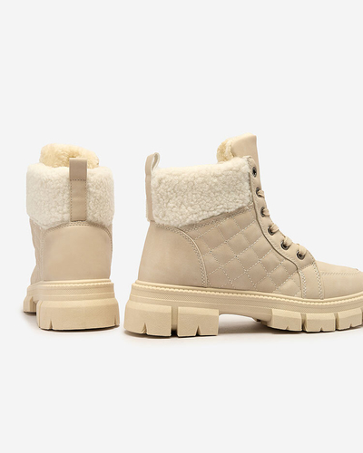Royalfashion Smėlio spalvos moteriški apšiltinti traperių batai Hogenaf