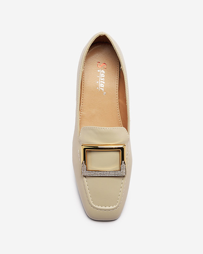 Бежевые женские мокасины с орнаментом Sefonta- Footwear