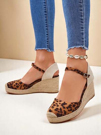 Aurelia Leopard Танкетки Royalfashion женские эко-кожа верблюжий