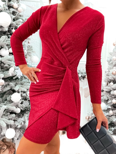 Royalfashion Блестящее плиссированное мини-платье для женщин