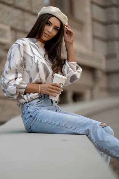 Royalfashion Тонкий женский свитер с принтом
