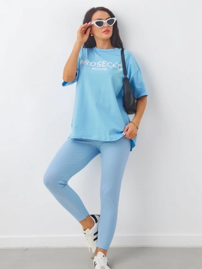 Royalfashion Хлопковый женский комплект с короткими рукавами и леггинсами