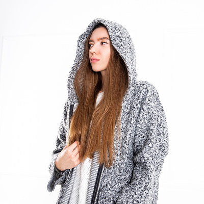 Pilka moteriška striukė - paltas su gobtuvu - Drabužiai