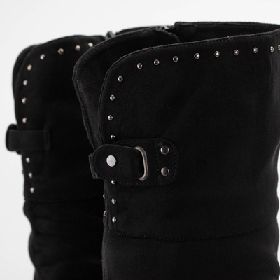 Черные женские сапоги на каблуке Polin