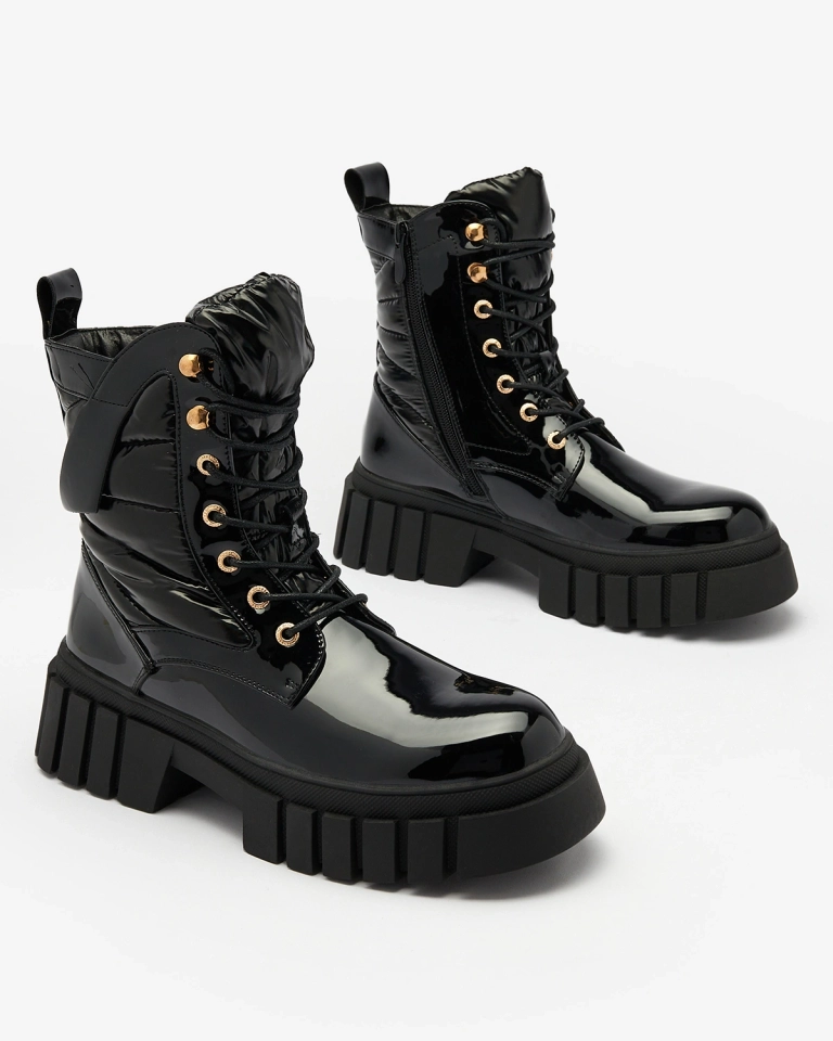 Royalfashion Женские лакированные черные сапоги Wefetto