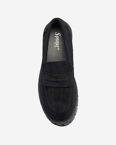Мокасины из эко замши черного цвета для женщин Siherta- Footwear