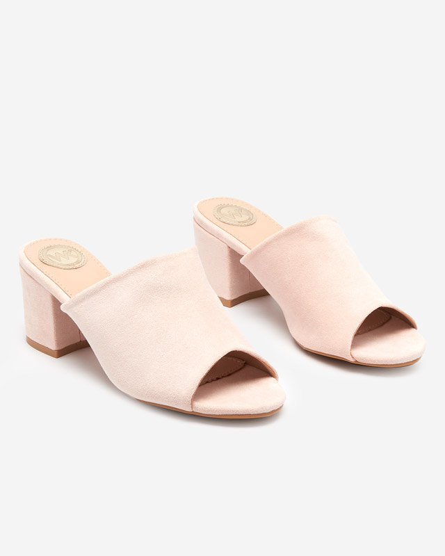 OUTLET Светло-розовые женские тапочки на низком каблуке Opetik - Обувь