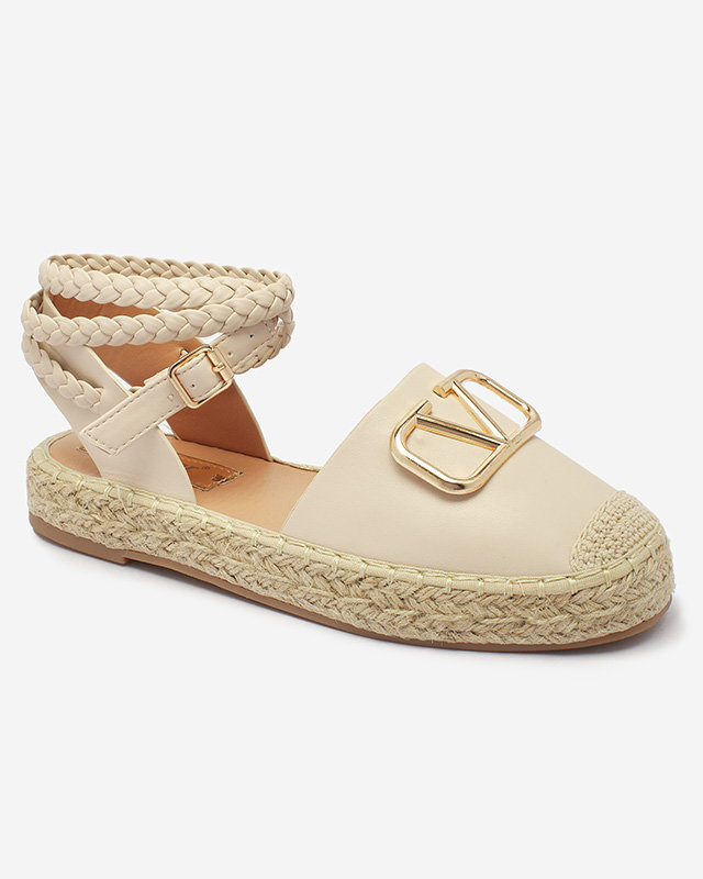 Royalfashion Smėlio spalvos moteriškos espadrilės su papuošimais Eterisa