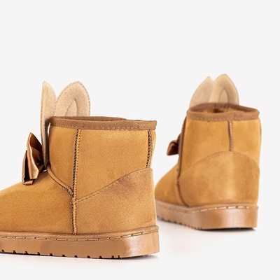 Детские зимние сапоги светло-коричневого цвета с украшениями Mera - Обувь