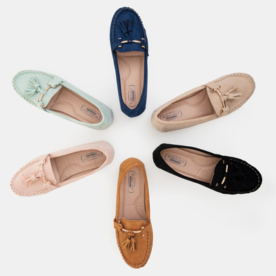 Moteriški juodi mokasinai su pakraščiais Amillad - Avalynė