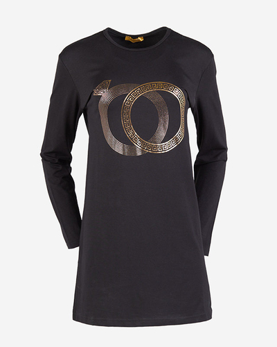 Moteriška juoda tunika su aukso raštu - Drabužiai