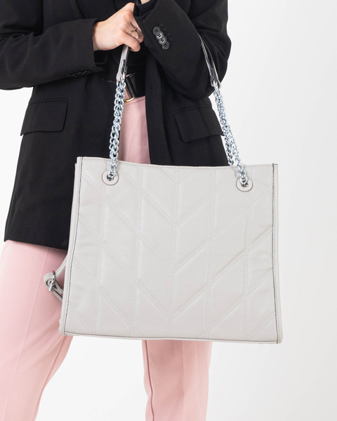 Pilka elegantiška moteriška rankinė su rankenėlėmis ant grandinėlių - Priedai