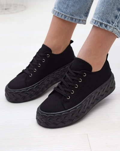 Спортивные кроссовки на платформе черного цвета Saddol- Footwear