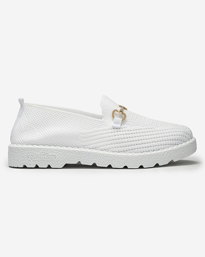 Balti moteriški sportbačiai su aukso puošmena Enelida - Avalynė