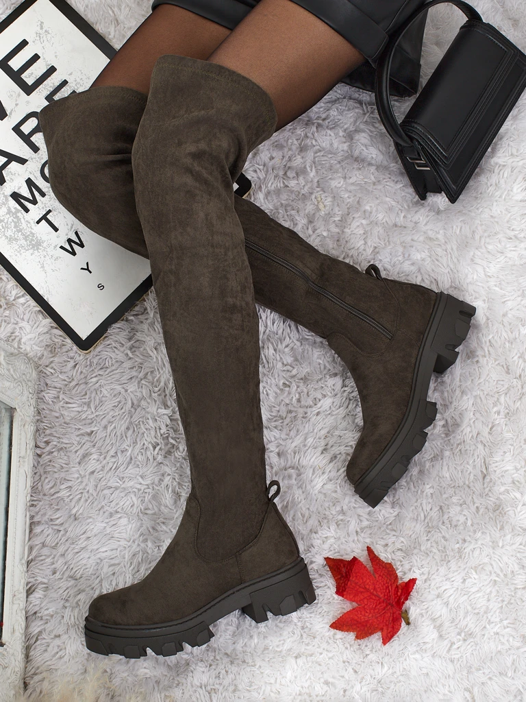 Moteriški ilgaauliai virš kelių, eko zomšiniai Maelin