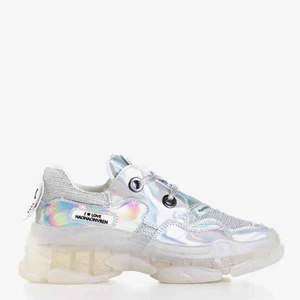 OUTLET Серебристые женские кроссовки с голографическим покрытием Haohan - Обувь