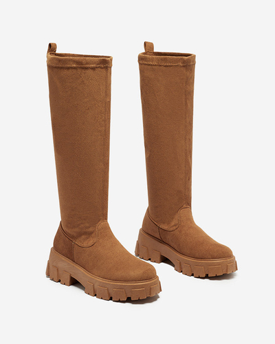 Женские верблюжьи сапоги-слипы до колена Nedara - Обувь