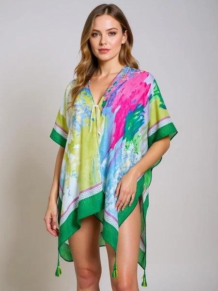 Pareo damskie Royalfashion Callista kolorowe do kolan dekolt w serek