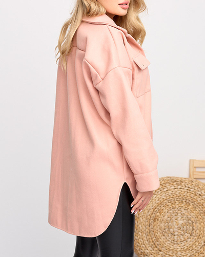 Женская розовая куртка-рубашка оверсайз - Одежда